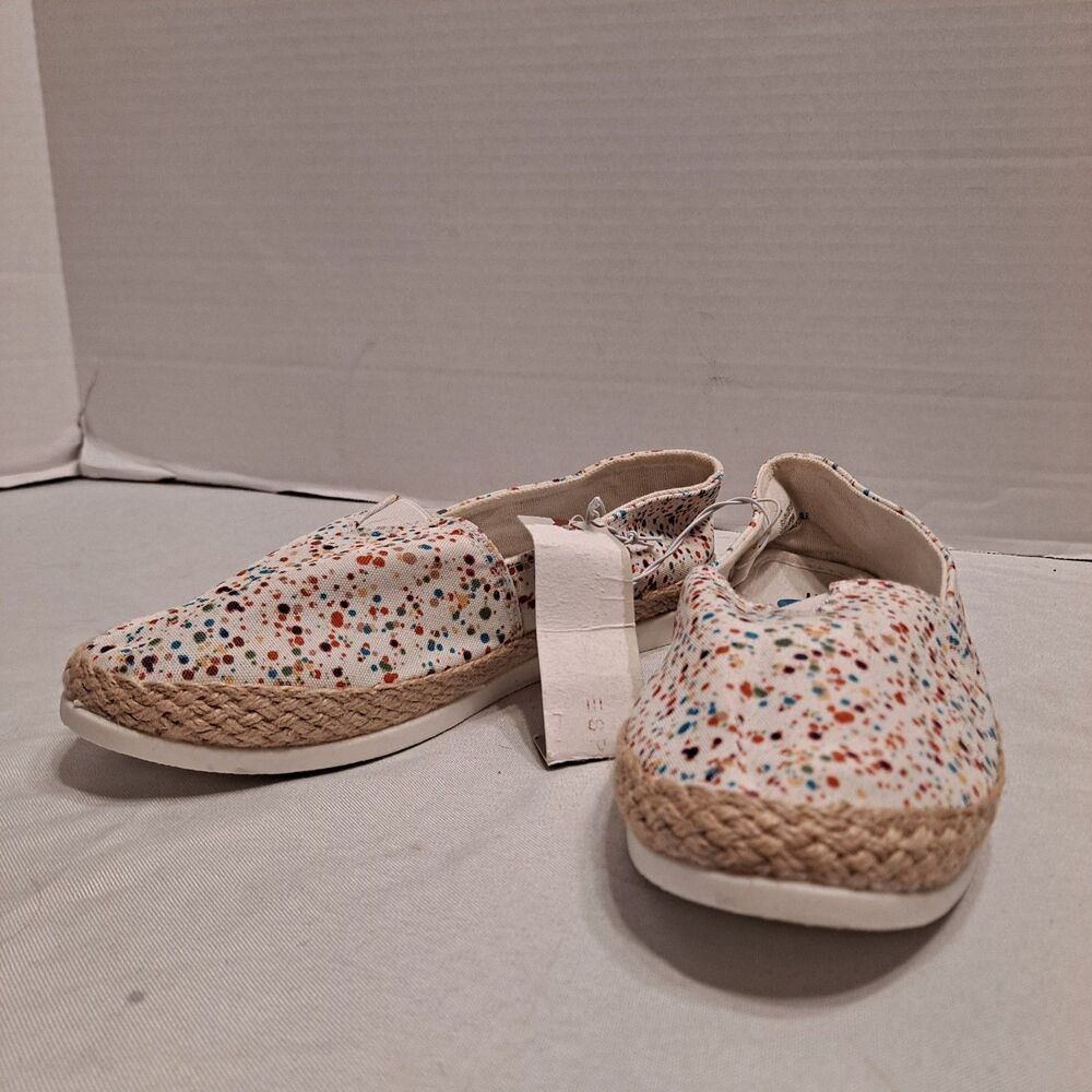 Esprit Ellery Women's Size 6.5M Canvas Slip-on Espadrilles White Paint Splatter
